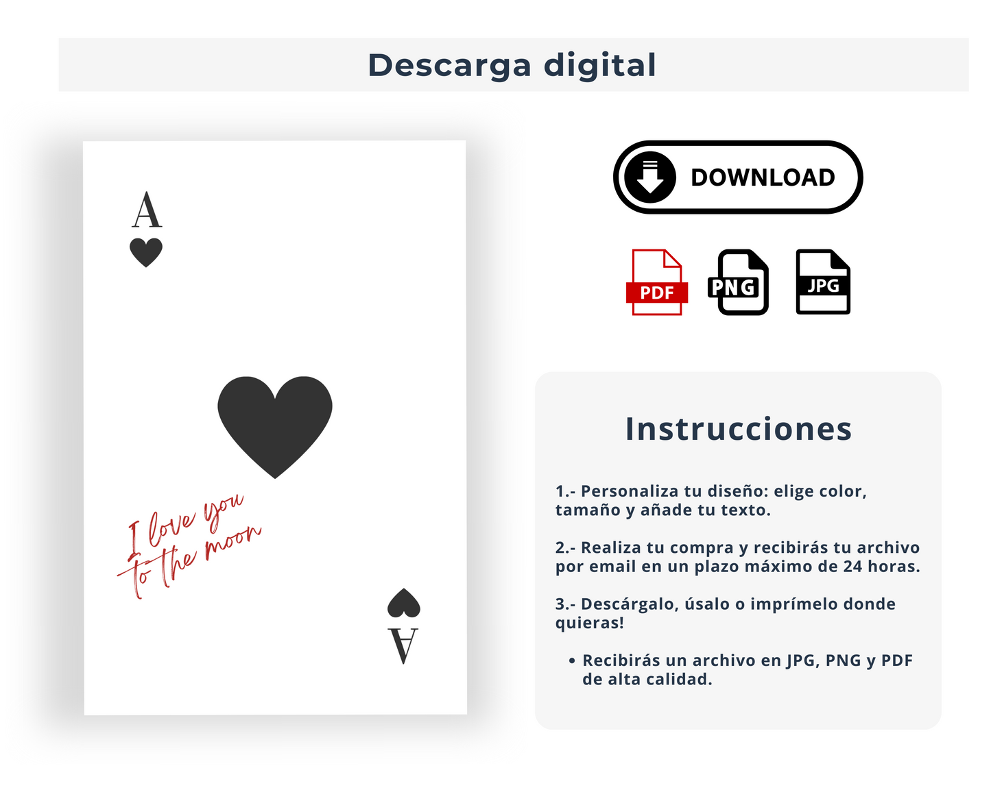 Tu carta de corazones personalizada en negro