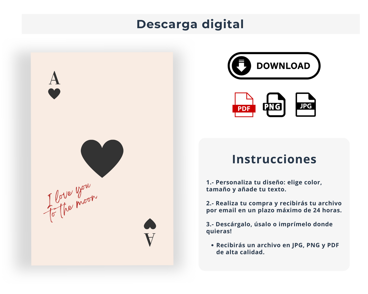 Tu carta de corazones personalizada en negro