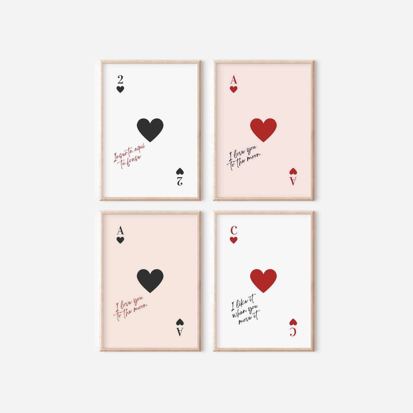 Tu carta de corazones personalizada en negro