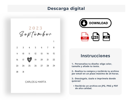 El día que empezó todo: calendario personalizado
