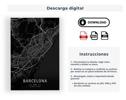 Mapa moderno de tu ciudad favorita (Oscuro)