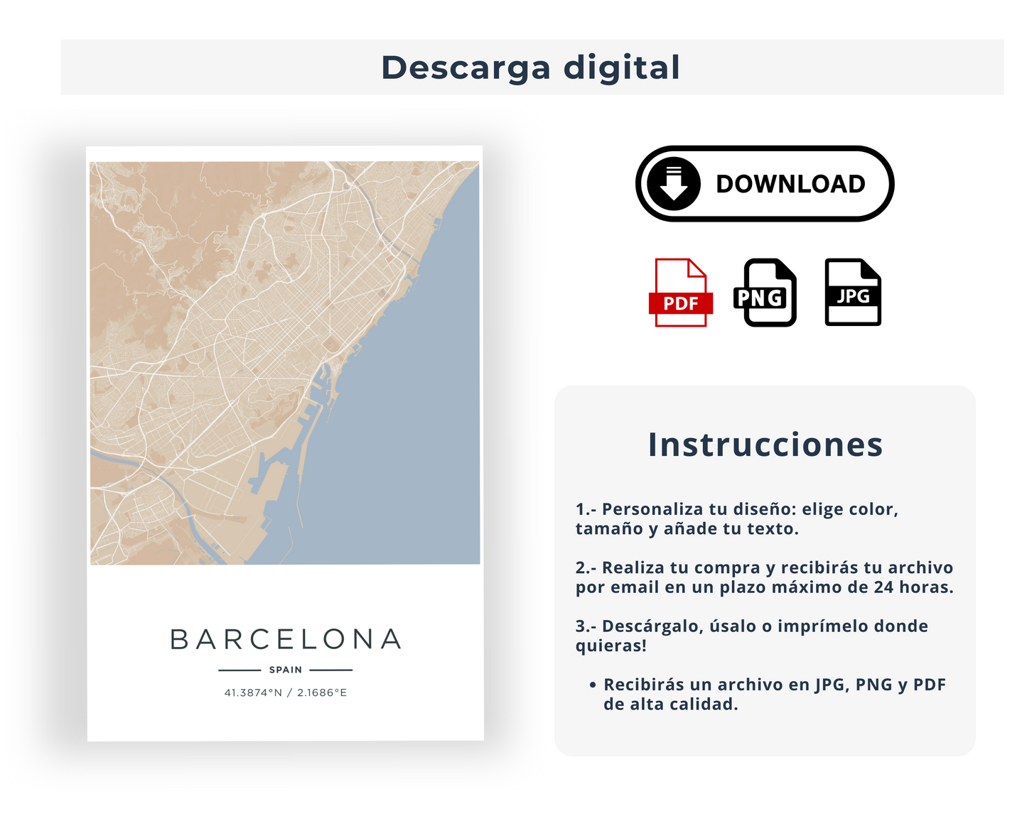Mapa moderno de tu ciudad favorita (Claro)