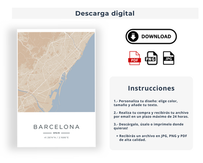 Mapa moderno de tu ciudad favorita (Claro)