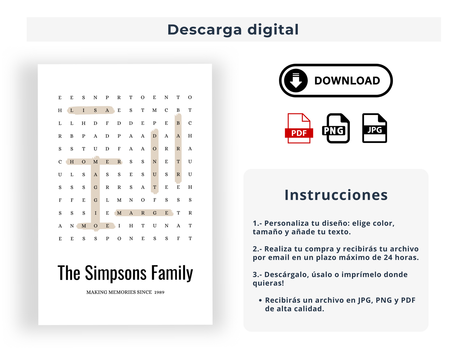 Tu sopa de letras personalizada