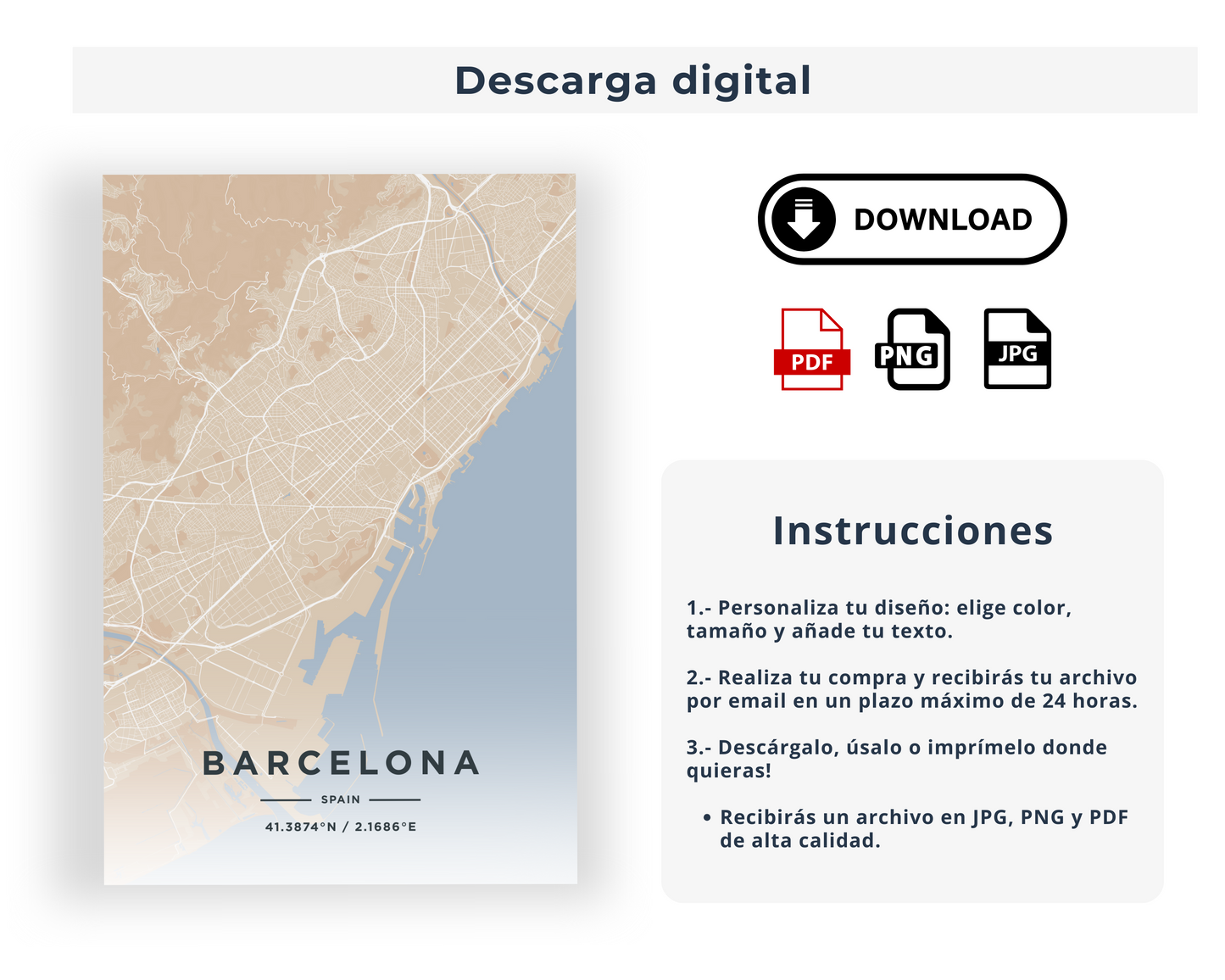 Mapa moderno de tu ciudad favorita (Claro)