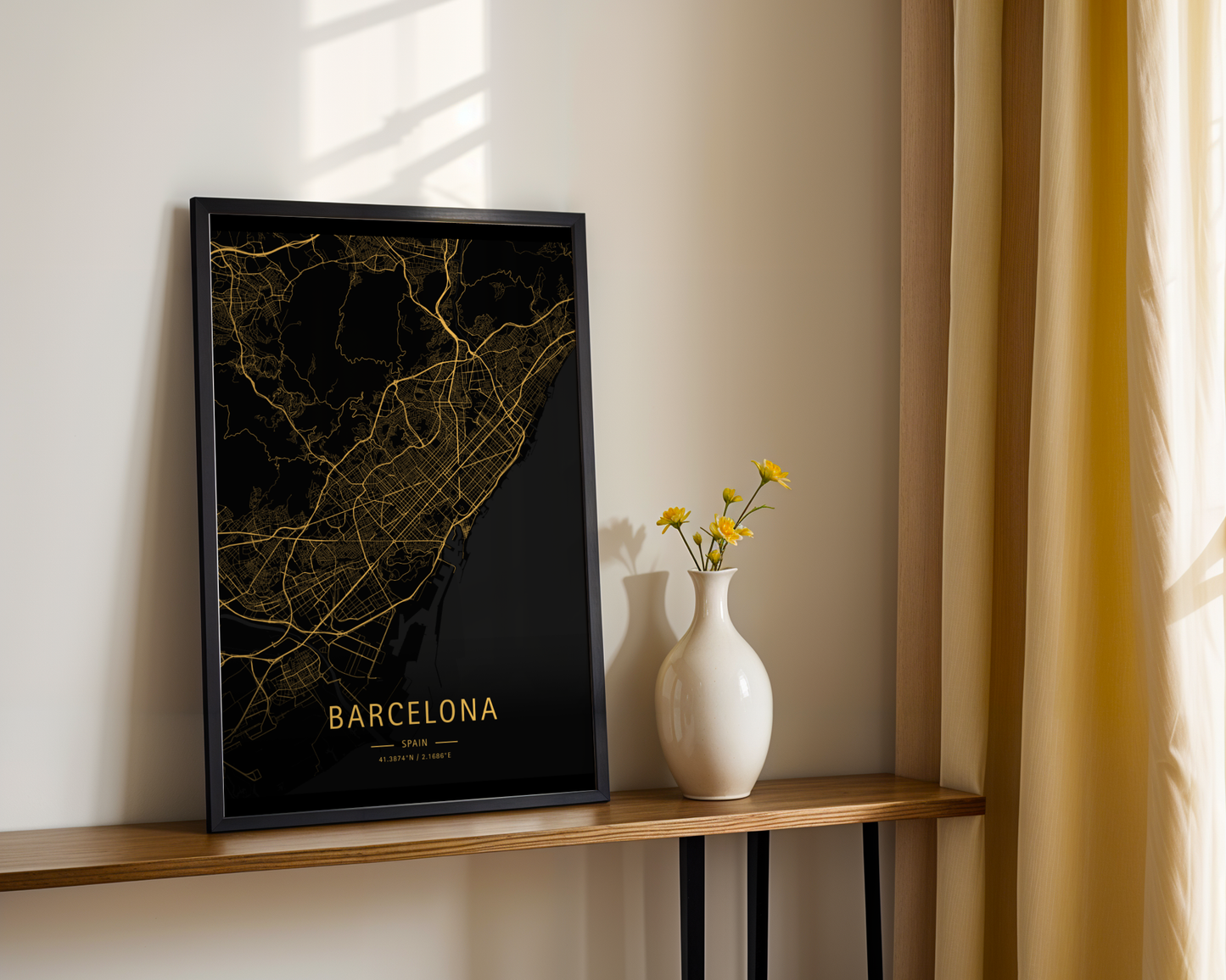 Mapa moderno de tu ciudad favorita (Oscuro)