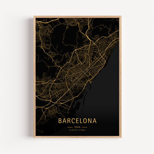 Mapa moderno de tu ciudad favorita (Oscuro)