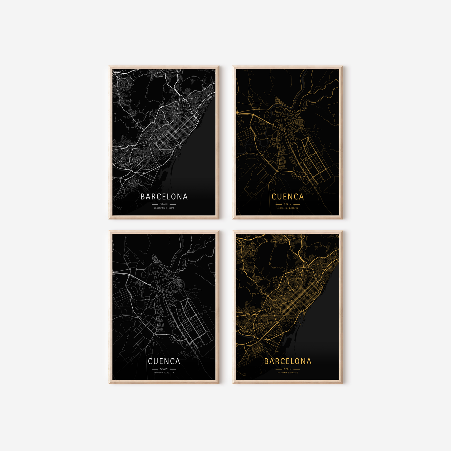 Mapa moderno de tu ciudad favorita (Oscuro)