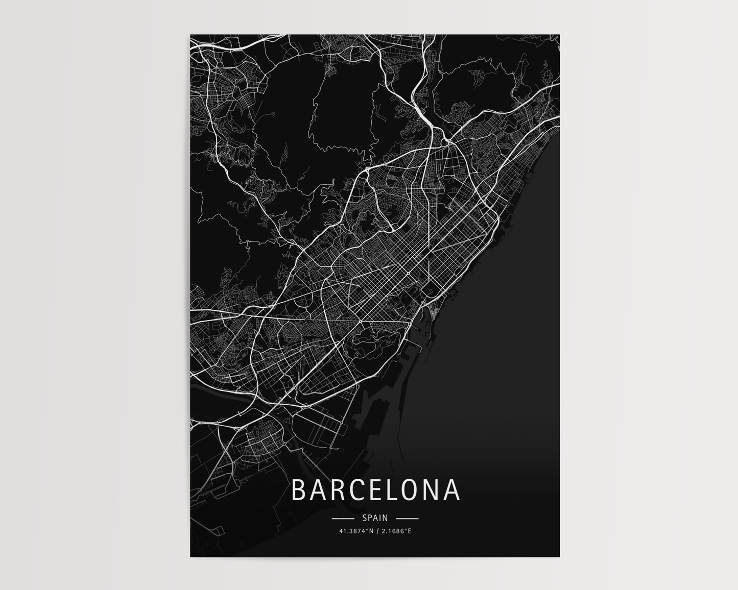 Mapa moderno de tu ciudad favorita (Oscuro)