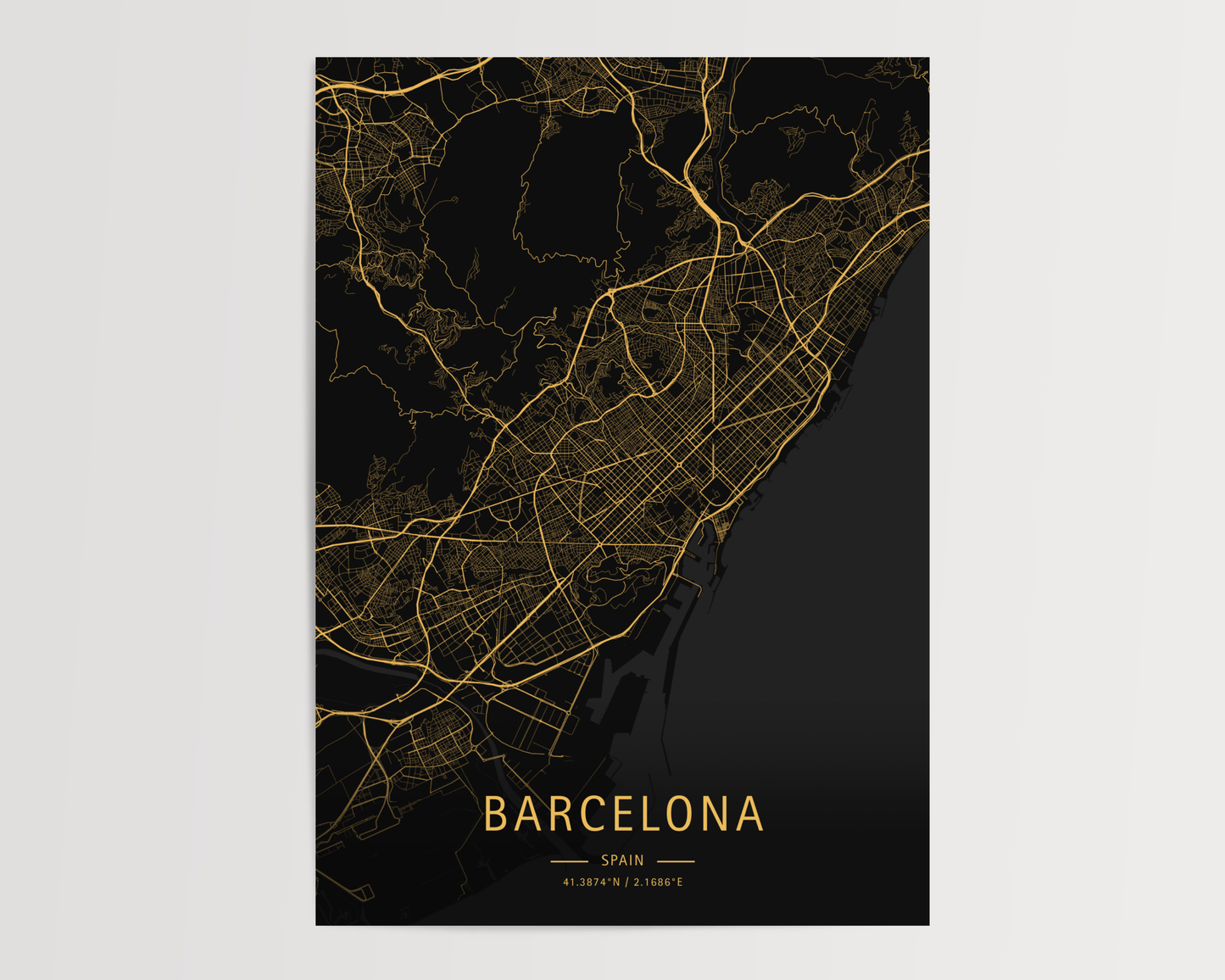 Mapa moderno de tu ciudad favorita (Oscuro)