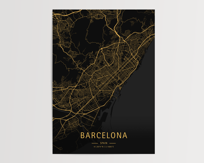 Mapa moderno de tu ciudad favorita (Oscuro)