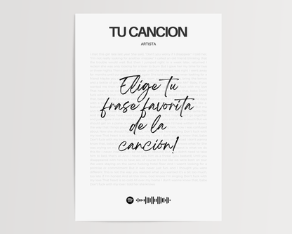 Tu canción  favorita enmarcada letra por letra