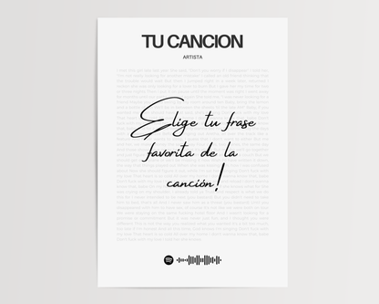 Tu canción  favorita enmarcada letra por letra