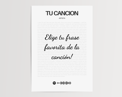 Tu canción  favorita enmarcada letra por letra