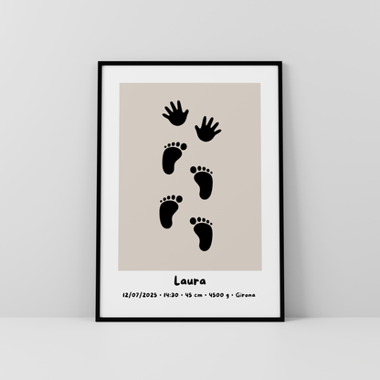 Pisadas pequeñas, recuerdos gigantes, poster para el bebé