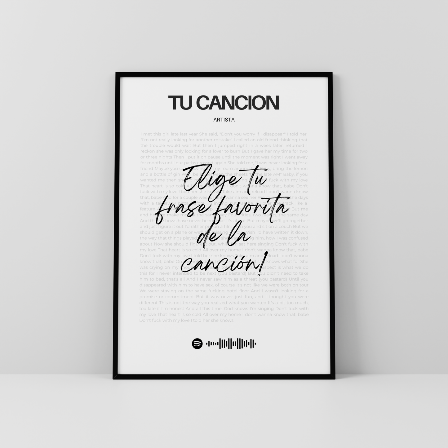 Tu canción  favorita enmarcada letra por letra