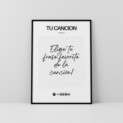 Tu canción  favorita enmarcada letra por letra
