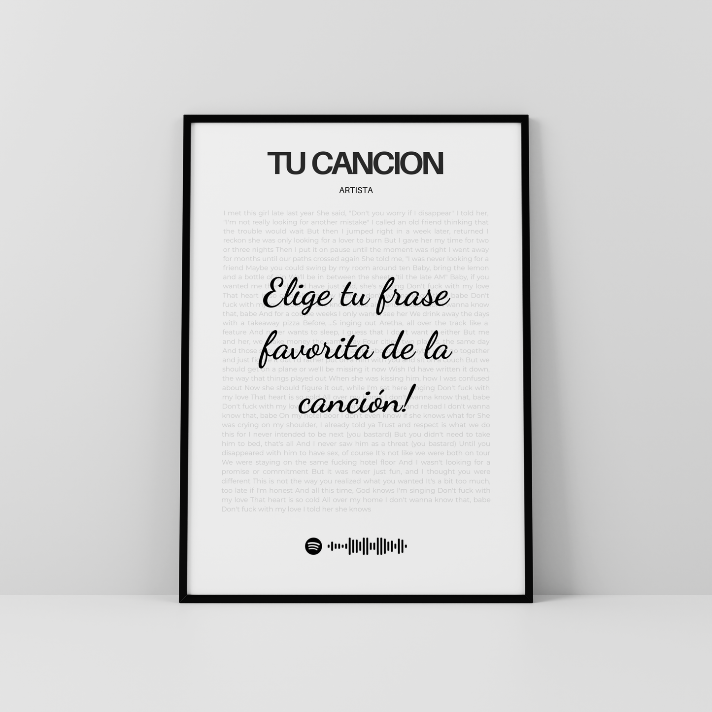 Tu canción  favorita enmarcada letra por letra