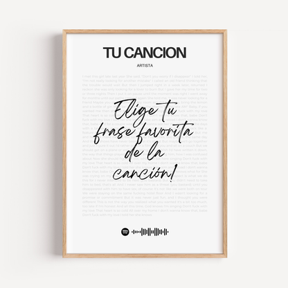 Tu canción  favorita enmarcada letra por letra