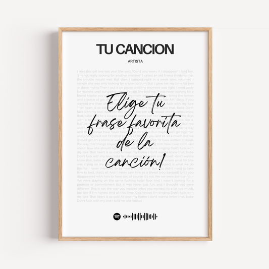Tu canción  favorita enmarcada letra por letra