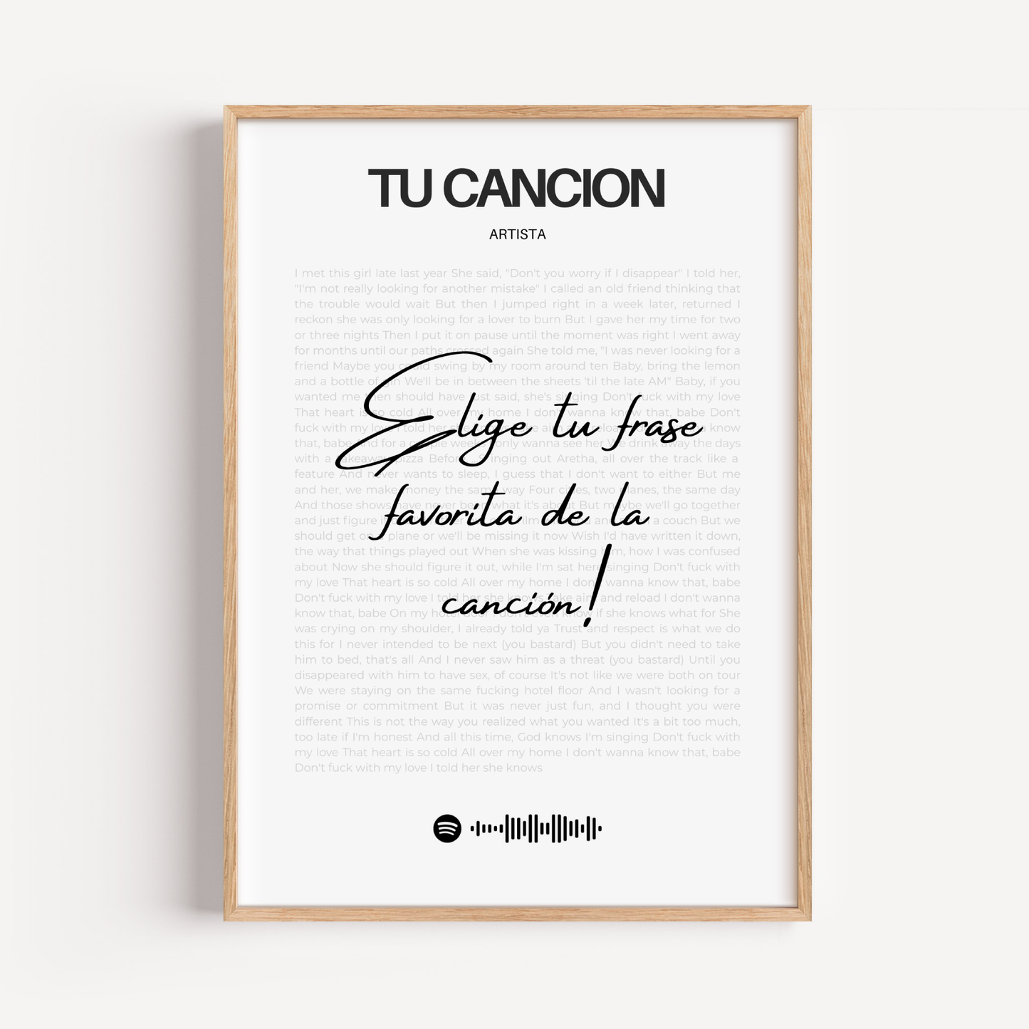 Tu canción  favorita enmarcada letra por letra