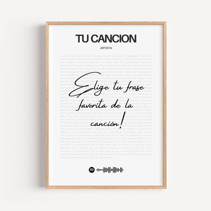 Tu canción  favorita enmarcada letra por letra