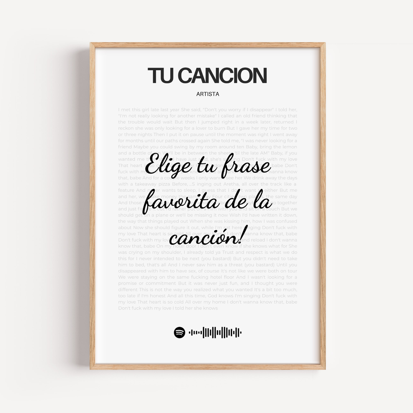 Tu canción  favorita enmarcada letra por letra