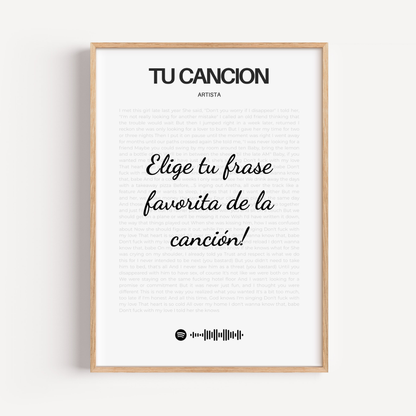 Tu canción  favorita enmarcada letra por letra